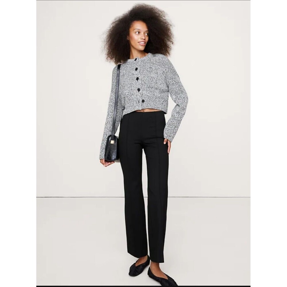 New Banana Republic Pants XL Crop Flare Everywhere Ponte Pull On Black NWT